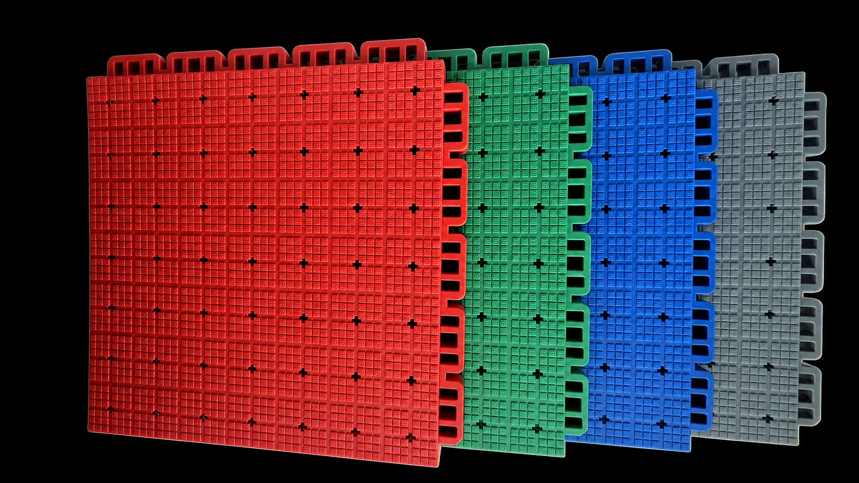 Four colours of high-end modular sport floor tiles